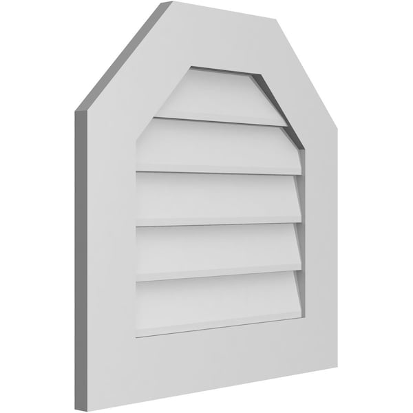 Octagonal Top Surface Mount PVC Gable Vent W/ 3-1/2W X 1P Standard Frame, 22W X 22H